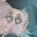 Shangjie OEM joyas Fashion Women Earrings Ins Dainty Earrings Double Color Fresh Stud Jewelry Heart Earrings